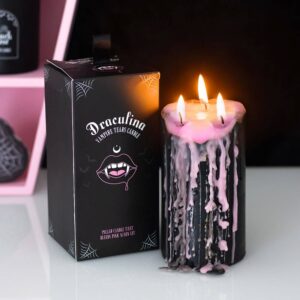 Large Pink Gothic Vampire Tears Bleeding Pillar Candle