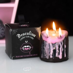 Small Pink Vampire Tears Gothic Bleeding Pillar Candle
