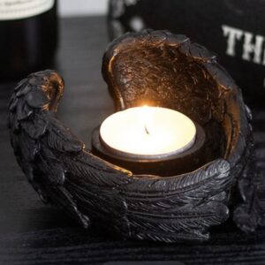 Raven Wings Tealight Candle Holder – Gothic Design Shaped Like Raven Wings – Perfect for Creating Mysterious Ambiance – Ideal for Dark