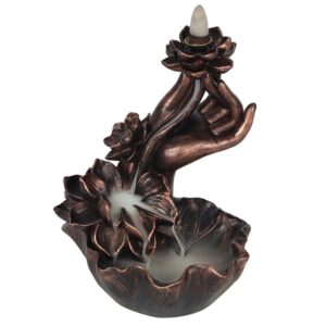 Hand with Flower Backflow Incense Burner (One Size) (Brown)