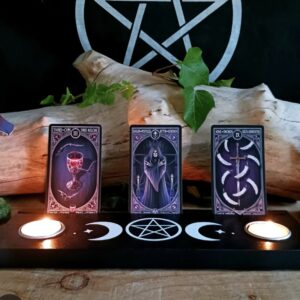Black Triple Moon Tarot Card Stand Tealight Holder