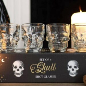 Set of 4 Skull Shot Glasses, Skull Design,