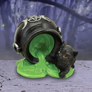 Nemesis Now Ooops! Cat Cauldron Figurine, Black, 8.7cm
