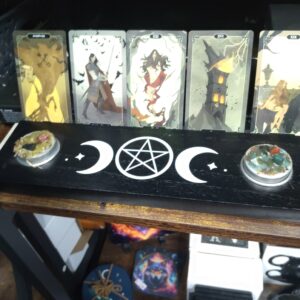 Black Triple Moon Tarot Card Stand Tealight Holder