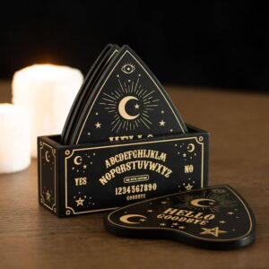 Black Talking Gothic Ouija Board Planchette Coaster Set