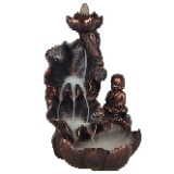 Backfiow Incense Burner | Bronze Effect Buddha | H17cm x W12cm x D14cm | Pack of 1