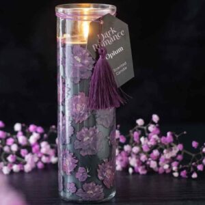 Dark Romance Opium Scented Tube Candle | Tall Gothic Design with 55-Hour Burn | Paraffin Wax