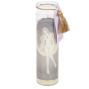 Selene Goddess Tube Candle with Amethyst Crystals – Divine Energy for Serenity, Amethyst Crystals for Emotional Balance, Earthy Frankincense Fragrance, 50 Hours Burn Time
