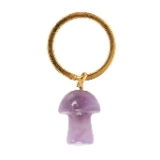 Amethyst Mushroom Gemstone Keyring for Crystal Healing, See Description