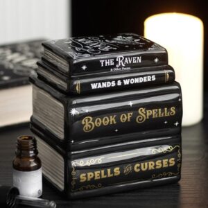 Book of Spells Oil Burner and Wax Warmer – Mystical Spell Book Design – Ideal for Gothic and Witchy DéCOR – for Rituals, Meditation