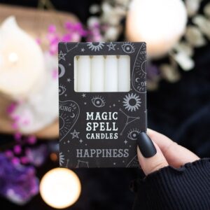 Mystical Set of 12 White ‘Happiness’ Spell Candles | Candles & Ritual Fire | Niffty Witchy Supplies UK in Candles & Ritual Fire style, spel