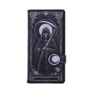 Gothic Skeleton Tarot Embossed Purse 18.5cm | Bags & Wallets | Niffty Witchy Supplies UK in Bags & Wallets style, nightshade vibe lunar garnet with moo