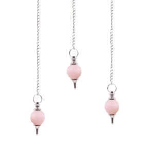 Arcane Facted Gemstone Pendulum – Rose Quartz | Pendulums | Niffty Witchy Supplies UK in Pendulums style, crimson sanctuary pagan charm for moonlit ritual