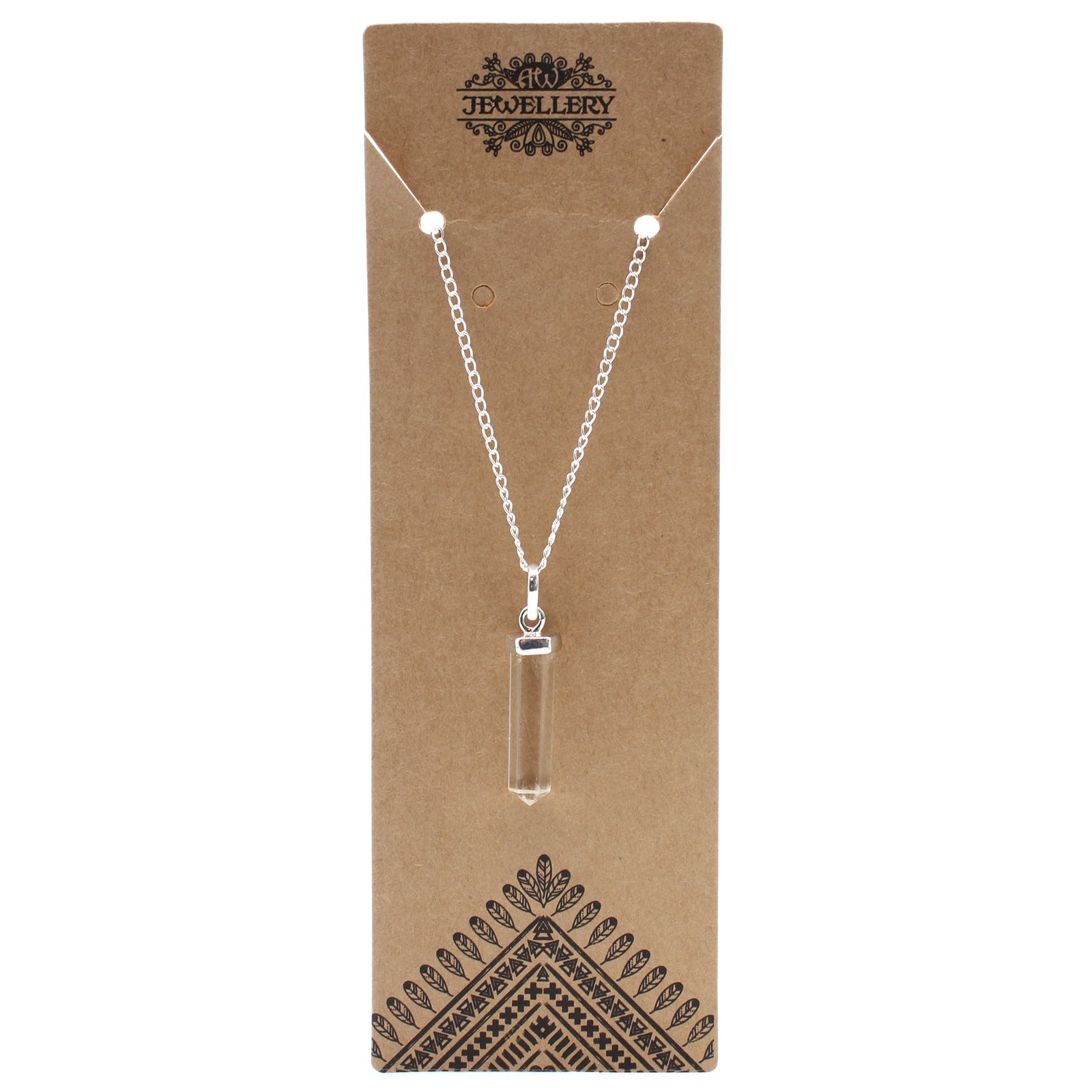 Ritual-ready Gemstone Classic Point Pendant – Rock Quartz | Niffty Witchy Supplies UK in Pendulum & Tarot style, dusky magick ash sabbath for moonlit