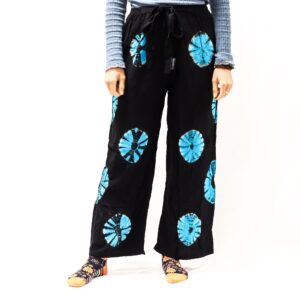 Magical Japanese Style Lounge Pants – Black & Blue – M | Bottoms | Niffty Witchy Supplies UK in Bottoms style, garnet treasure enchanted moonbea