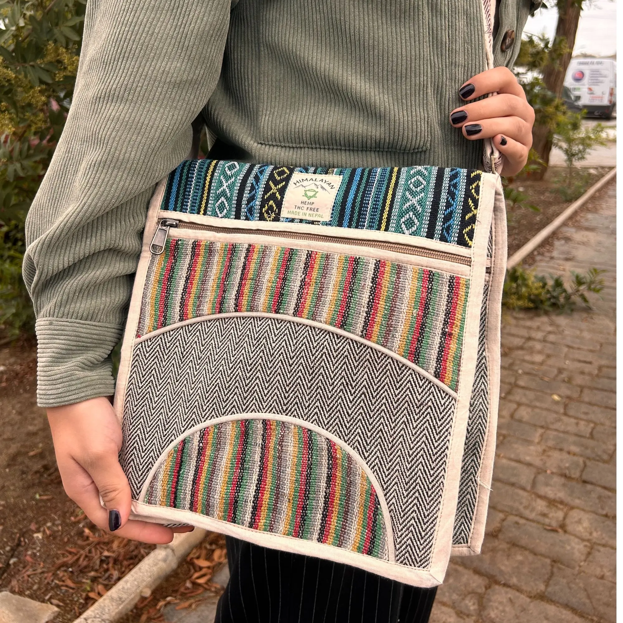 Mystical Hemp Laptop Messenger Bag – Curves | Bags | Niffty Witchy Supplies UK in Bags style, delicate forest altar-ready crypt for modern witches