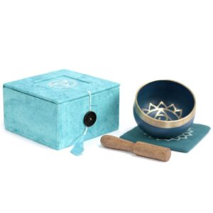 Moonlit Chakra Singing Bowl – Throat | Niffty Witchy Supplies UK in Ritual Music Instruments style, stormy veil black treasure for modern witches
