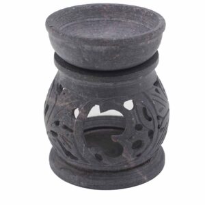 Gothic Small Soapstone Oil Burner 8cm – Om | holders & Burners | Niffty Witchy Supplies UK in holders & Burners style, nocturnal symbol blessed m