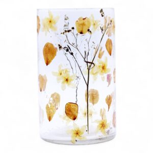 Potion-kissed Natural Floral Glass – Tall Vase Candle Holder – Rose – (19x11cm) | Niffty Witchy Supplies UK in holders & Burners style, bl