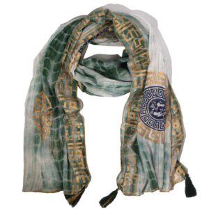 Coven-ready Nomad Sari Summer Marbella Print Scarf – Green with Gold (180x50cm) | Hats & Scarfs | Niffty Witchy Supplies UK in Hats & Scarfs styl