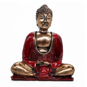 Moonlit Red & Gold Buddha – Medium | Niffty Witchy Supplies UK in Gods & Deities style, altar-ready velvet ivory storm-witch for magical wardrobes