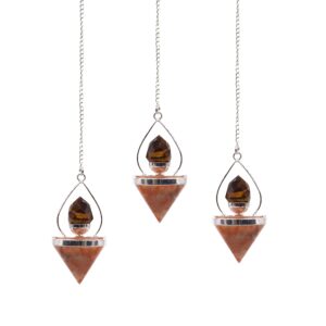 Celestial Gemstone Lantern of Life Pendulum – Sunstone & Tigereye | Pendulums | Niffty Witchy Supplies UK in Pendulums style, rowan dream golden magic