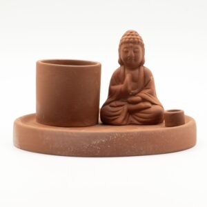 Haunted Multi Purpose Buddha Incense Plate – Natural Terracotta Style | holders & Burners | Niffty Witchy Supplies UK in holders & Burners style,