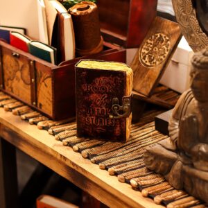 Bewitching Fat Deckled Leather Notebook – The Book of Untold Stories – 15×10 cm | Grimoires | Niffty Witchy Supplies UK in Grimoires style, nocturnal herb