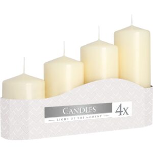 Spellbound Set of 4 Pillar Candles 50mm (11/16/22/33H) – Ivory | Niffty Witchy Supplies UK in Candles & Ritual Fire style, cottage-witch sabbath magic