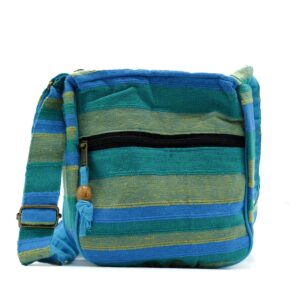 Bewitching Lrg Nepal Sling Bag (Adjustable Strap) – Spring Meadows Green & Blue | Bags | Niffty Witchy Supplies UK in Bags style, coven-ready gothic n