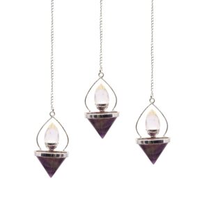 Coven-ready Gemstone Lantern of Life Pendulum – Amethyst & Rock Quartz | Pendulums | Niffty Witchy Supplies UK in Pendulums style, seer vision cauldro