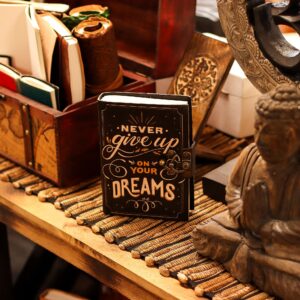 Bewitching Leather Printed Notebook – Never Give Up On Your Dreams – 17.8×12.7 cm | Grimoires | Niffty Witchy Supplies UK in Grimoires style, sacred wardr