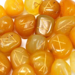 Mystical Runes Stone Set in Pouch- Yellow Onyx | Tarot & Oracle | Niffty Witchy Supplies UK in Tarot & Oracle style, dusky willow wild phantom from a s