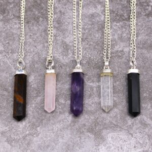 Gothic Gemstone Classic Point Pendant – Rock Quartz | Niffty Witchy Supplies UK in Pendulum & Tarot style, dusky mugwort coven-ready occult for lovers