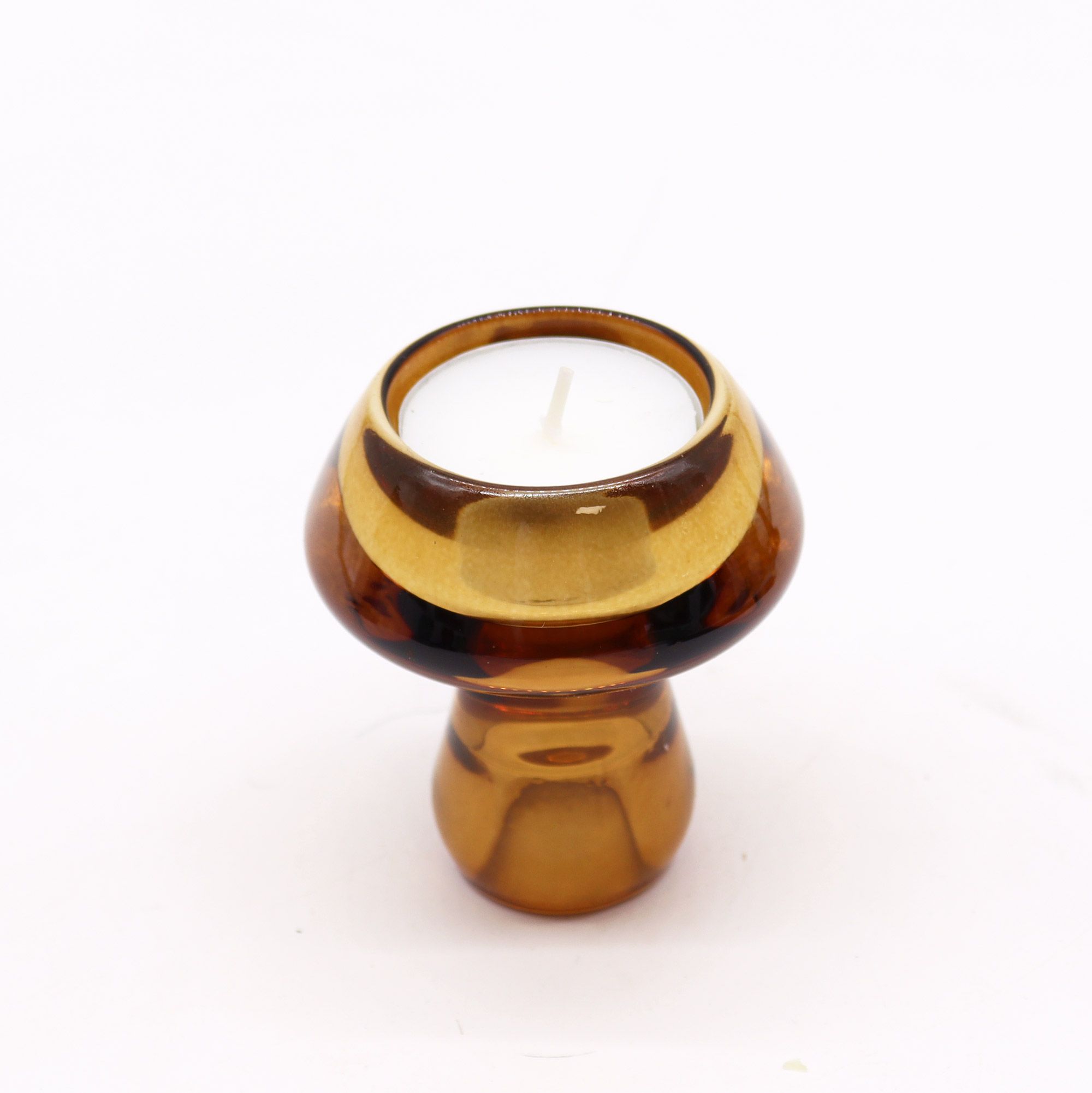 Magical Mushroom Flip Dinner Candle / Tealight Holder – Antique Amber | Niffty Witchy Supplies UK in holders & Burners style, dusky samhain broomstick