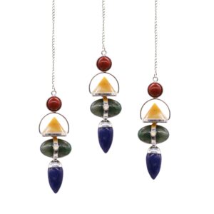 Mystical Four Elements Gemstone Pendulum – Red Jasper, Yellow Adventurine, Moss Agate, Sodalite & Moonstone | Pendulums | Niffty Witchy Supplies UK in