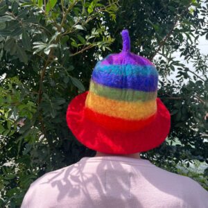 Mystical Felted Sauna Bowl Hat – Rainbow | Clothing | Niffty Witchy Supplies UK in Clothing style, gothic equinox dark moonstone for lovers of occult char