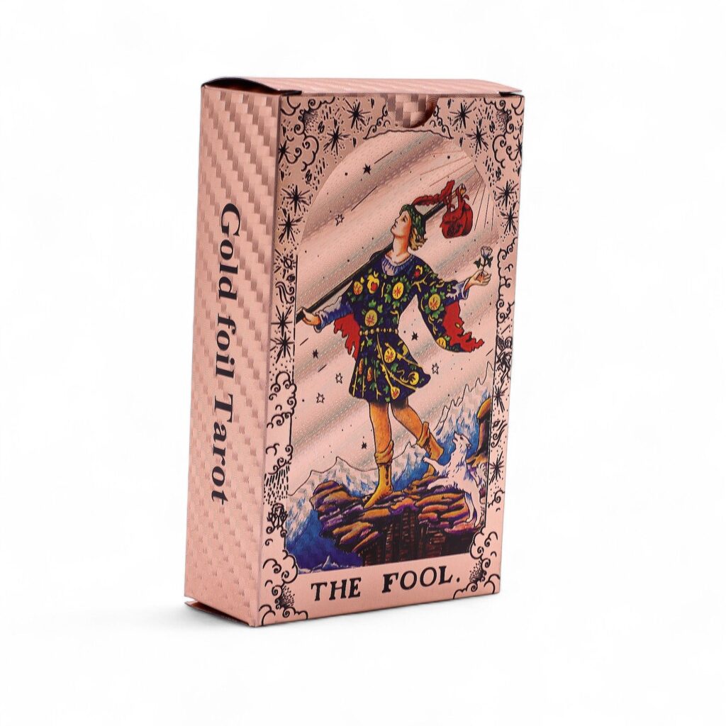 Arcane Rose Gold Foil Tarot Card Set – Moon Phase – with booklet | Tarot & Oracle | Niffty Witchy Supplies UK in Tarot & Oracle style, lace