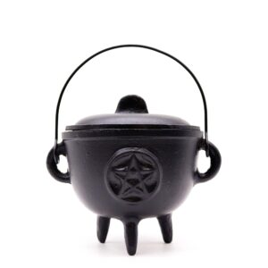 Bewitching Extra Lrg Cast Iron Cauldron with Pentagon 15x15cm | Altar & Ritual Tools | Niffty Witchy Supplies UK in holders & Burners style, nocturnal