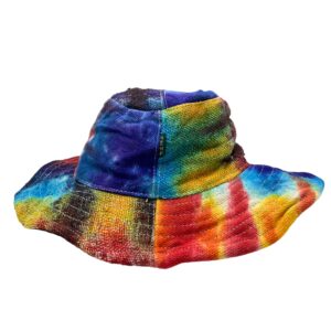 Mystical Patched and Wired Hemp & Cotton Boho Festival Hat – Tiedye | Clothing | Niffty Witchy Supplies UK in Clothing style, mandrake glow priestess