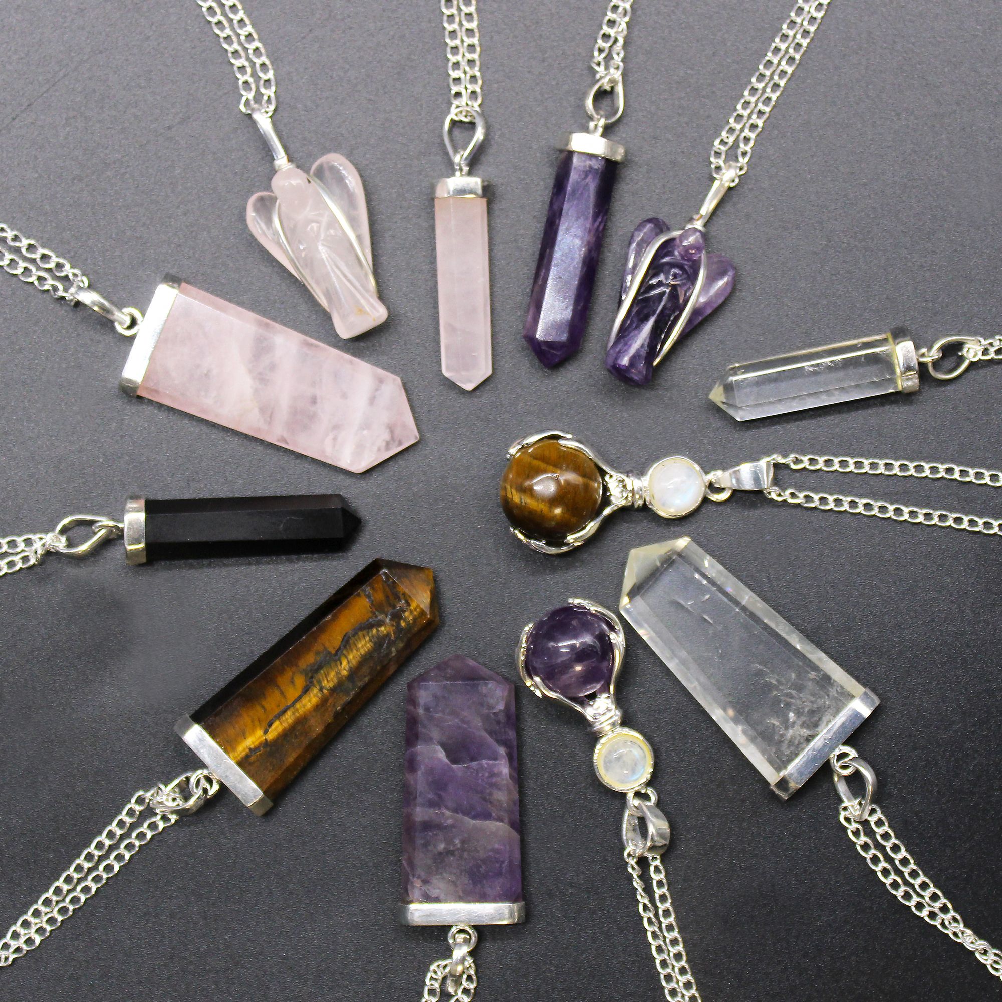 Enchanted Gemstone Classic Point Pendant – Rock Quartz | Niffty Witchy Supplies UK in Pendulum & Tarot style, cosy belladonna faerie enchantment for m