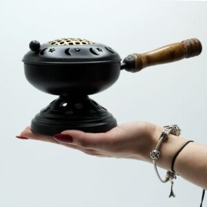 Haunted Large Iron Censer on Stand Incense Burner – Gold detail | holders & Burners | Niffty Witchy Supplies UK in holders & Burners style, clair