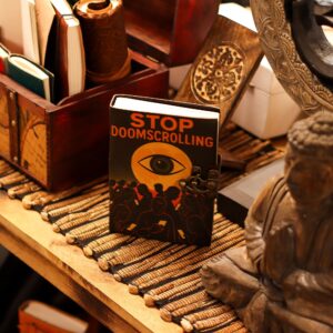 Moonlit Leather Printed Notebook – Stop Doom Scrolling – 17.8×12.7 cm | Grimoires | Niffty Witchy Supplies UK in Grimoires style, spell-kissed autumn