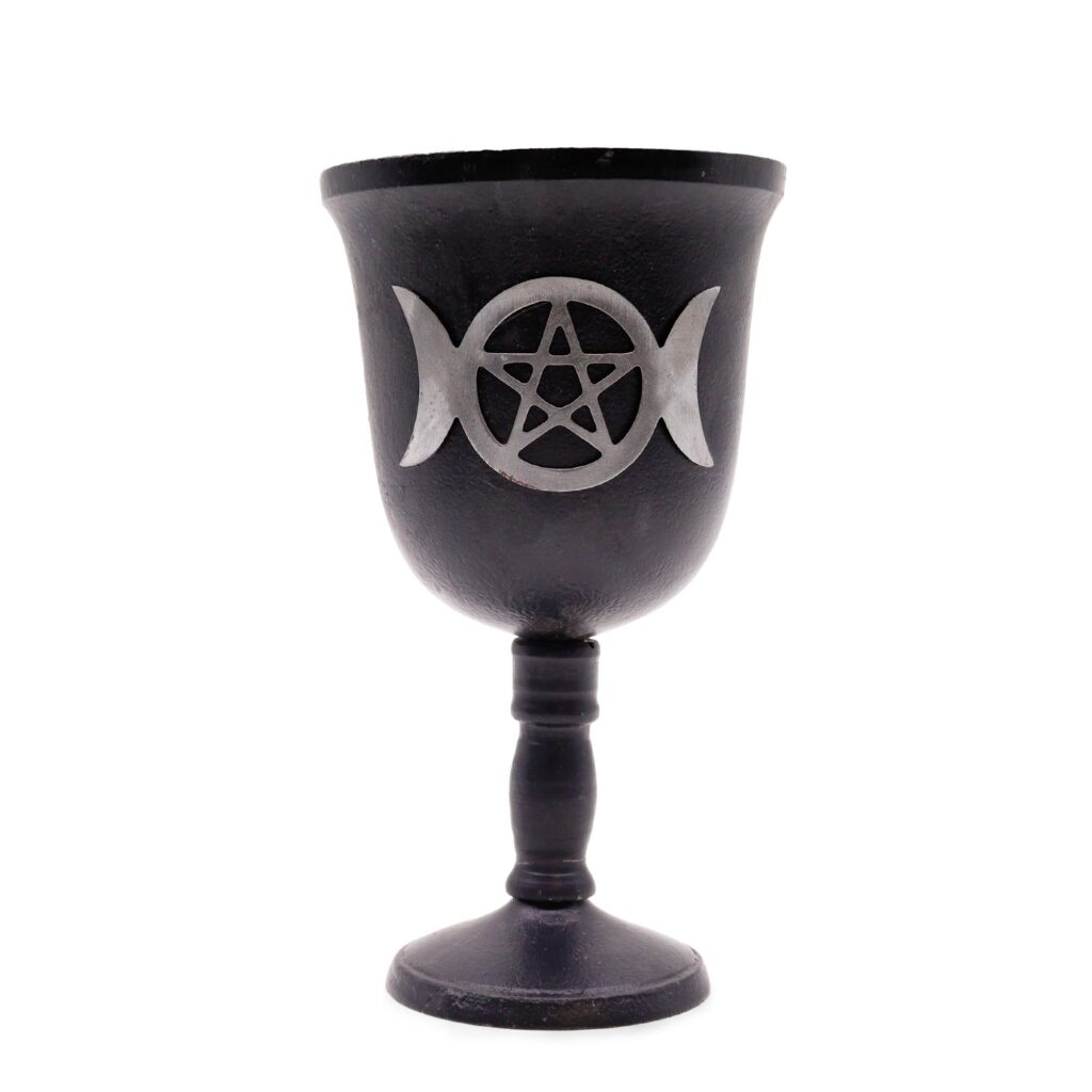 Celestial Iron Ritual Goblet – Triple Moon – 20x11cm | Altar & Ritual Tools | Niffty Witchy Supplies UK in Altar & Ritual Tools style, crim