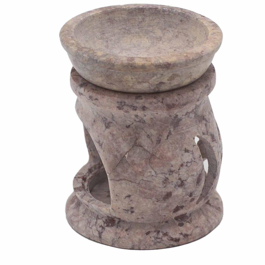 Mystical Small Soapstone Oil Burner 8cm – Three Moon Pentagon | holders & Burners | Niffty Witchy Supplies UK in holders & Burners style, modern 
