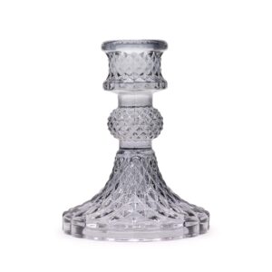 Mystical Vintage Dinner Candle Holder – Midnight Grey | Niffty Witchy Supplies UK in holders & Burners style, magick style pentacle keepsake for lover