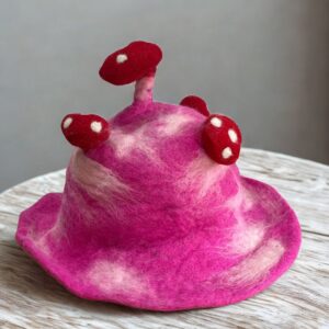 Potion-kissed Felted Mushroom Hat – Shocking Pink | Clothing | Niffty Witchy Supplies UK in Clothing style, gothic mystery black shadow for moonlit ritual