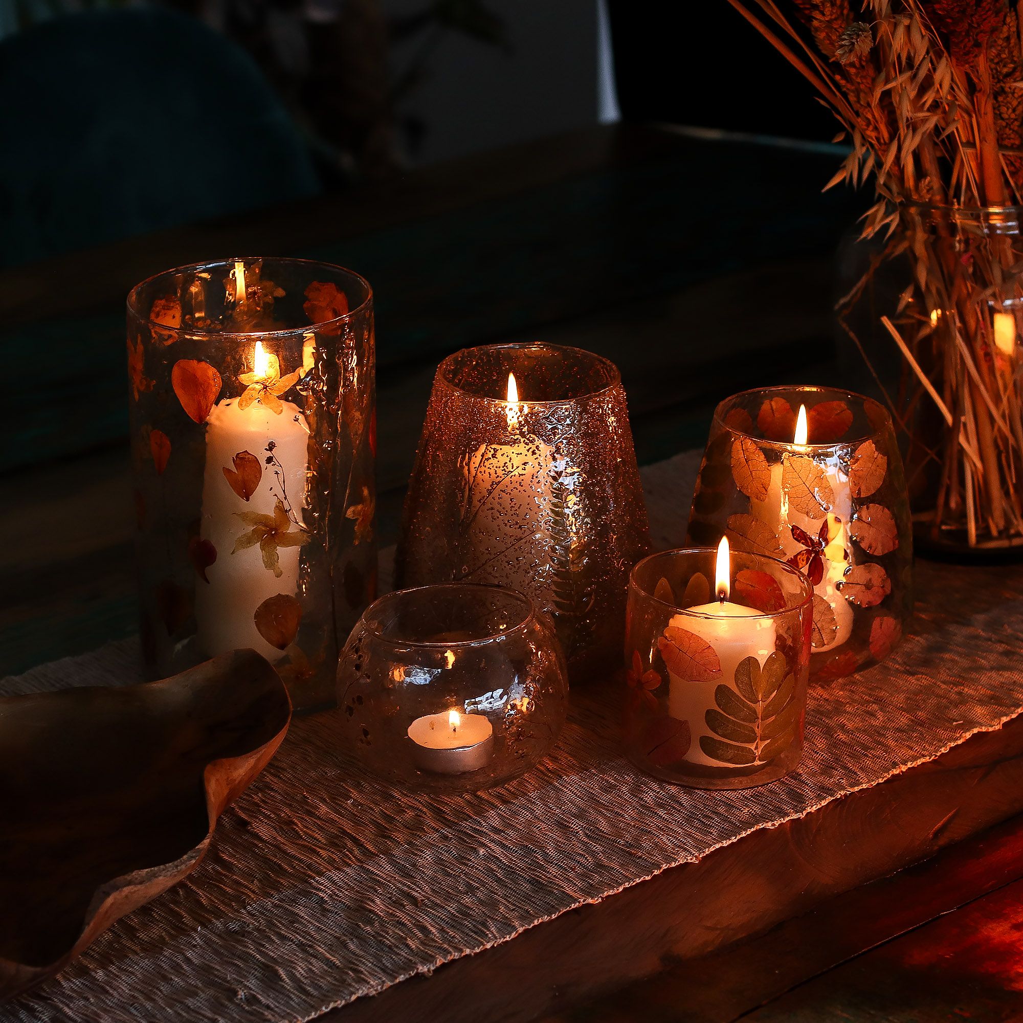 Gothic Natural Floral Glass – Straight Candle Holder – Primavera – (8x8cm) | Niffty Witchy Supplies UK in holders & Burners style, potion
