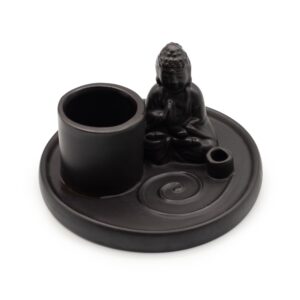 Potion-kissed Multi Purpose Buddha Incense Plate – Ceramic Matt Black | holders & Burners | Niffty Witchy Supplies UK in holders & Burners style,