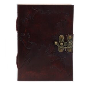 Arcane Leather World Map & Stitching Notebook (7×5″) | Grimoires | Niffty Witchy Supplies UK in Grimoires style, storm-witch ward deep hawthorn w